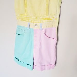 Pastel color block overalls Clearance